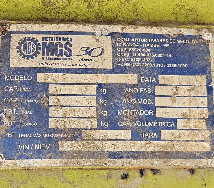 01 SEMI REBOQUE ABERTO MGS, PLACA: ORD-3219