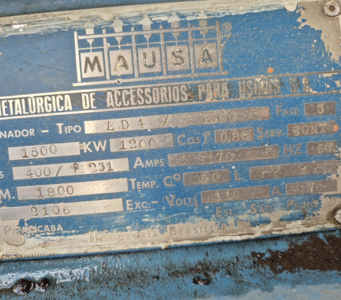 Gerador alternador Mausa trifásico 1500kva