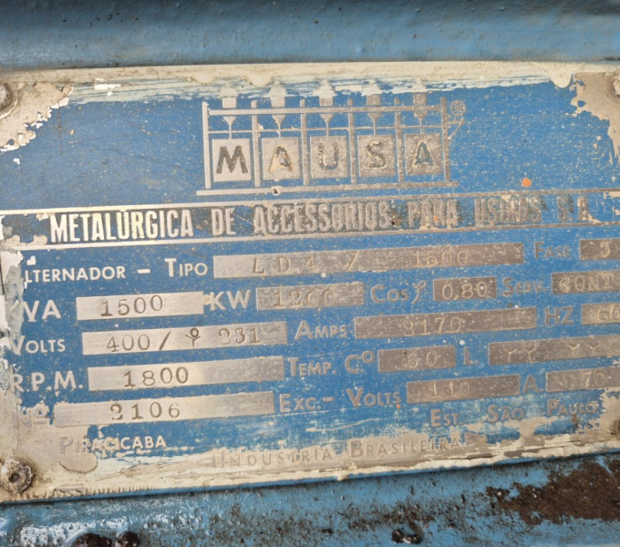 Gerador alternador Mausa trifásico 1500kva