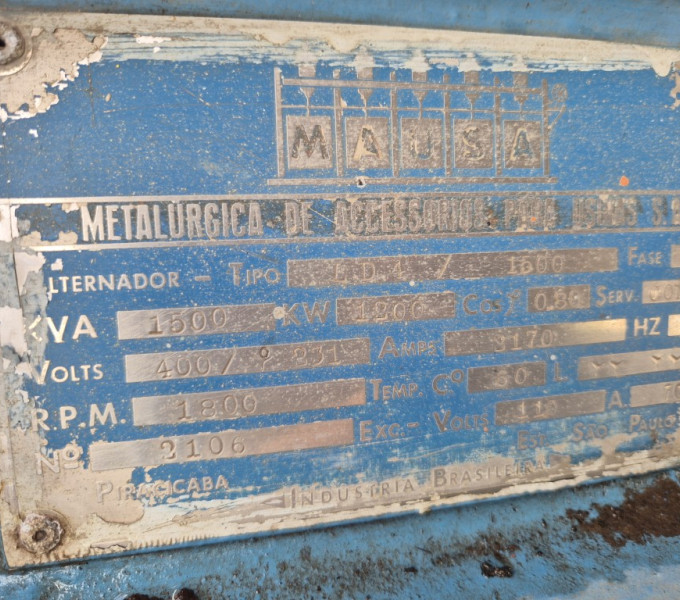 Gerador alternador Mausa trifásico 1500kva