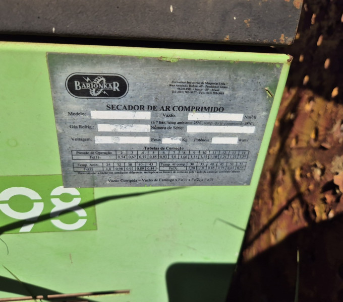 SECADOR  DE AR COMPRIMIDO BARIONAR + SERRA MECANICA FITA + COMPRESSOR DE AR C/ MOTOR E CABEÇOTE