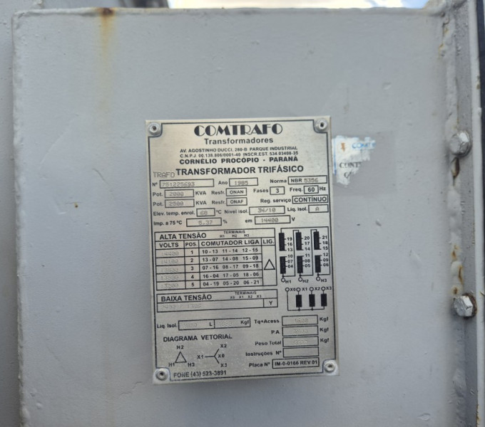 Transformador trifásico comtrafo 2500 kva