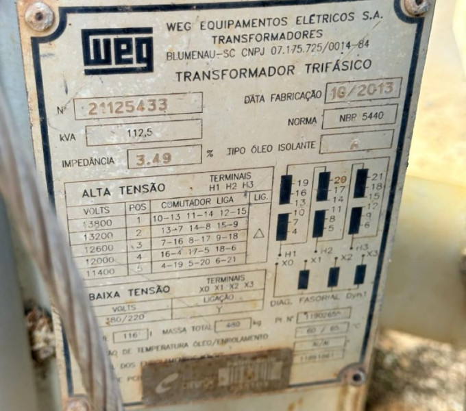 Transformador trifásico WEG 112,5KVA