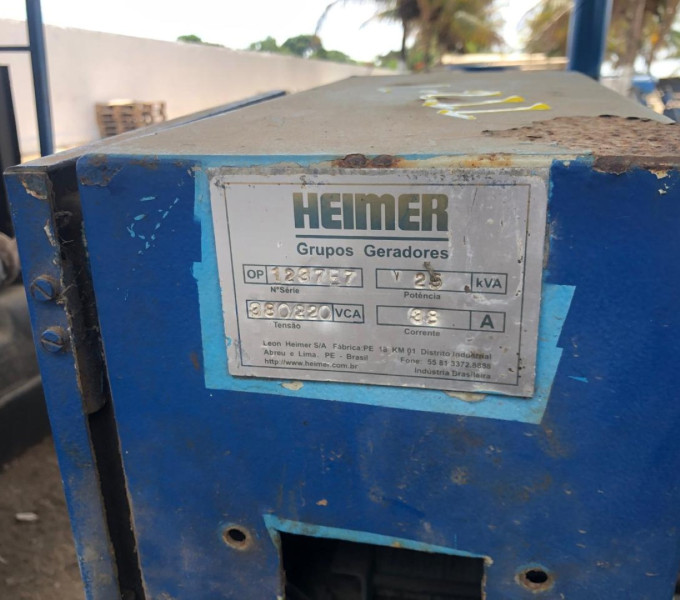 GERADOR HEIMER 25KVA + 01 MOTOR MWM 3 COLIDROS A DIESEL