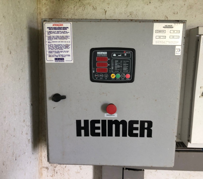01 GERADOR DIESEL HEIMER , 15KVA (OBS: CONTÉM BATERIA MOURA, 01 QUADRO HEIMER, 03 PAINES GMS, SEM CABO ELÉTRICO)