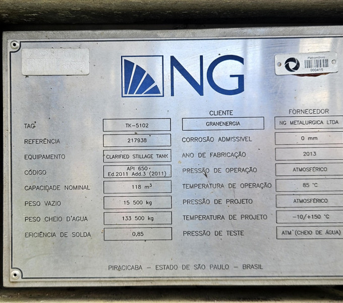 01 TANQUE DE AÇO INOX TK - 5102